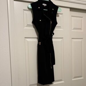 Calvin Klein Black zip dress with Gold Details